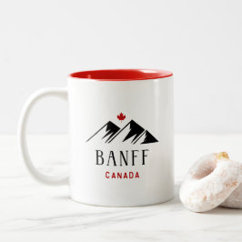 Caneca De Café Em Dois Tons Legal Banff Canada Mountain Maple Leaf Light-Color
