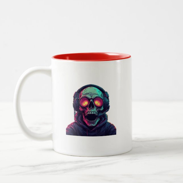 Caneca De Café Em Dois Tons Legal Gamer Skull Coffee Mug (Esquerda)