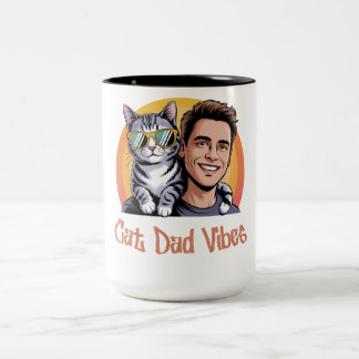 Caneca De Café Em Dois Tons Legal Pai De Gato Viba Camisa T Estilo Retroativo 