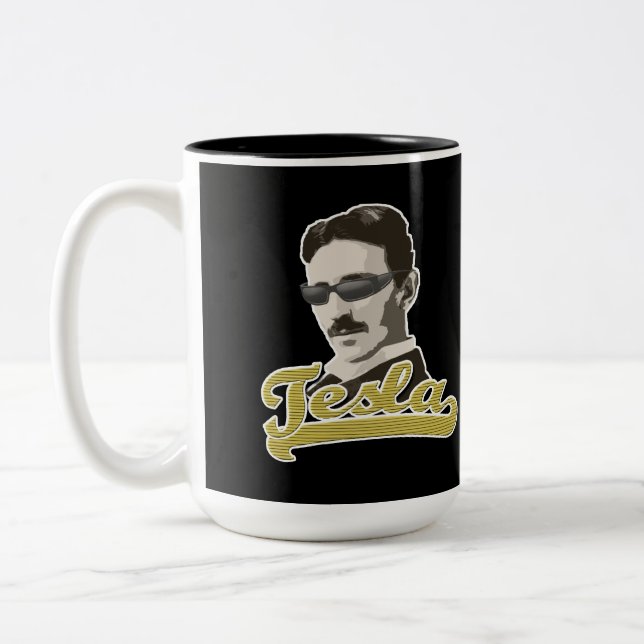 Caneca De Café Em Dois Tons Legal Tesla com Shades Mug (Esquerda)