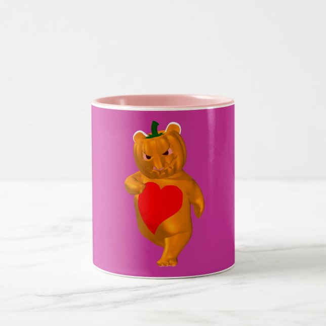 Caneca De Café Em Dois Tons Legal Urso de Halloween (Centro)