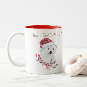 Caneca De Café Em Dois Tons legal urso polar, vermelho e branco