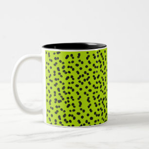 Caneca De Café Em Dois Tons Legal Verde Dalmático Pontos Negros Pintos