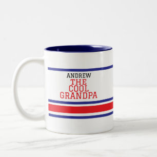 Caneca De Café Em Dois Tons Legal vovô Personalizado Vermelho Stripe Azul Bran