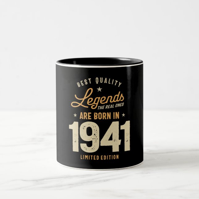 Caneca De Café Em Dois Tons Legenda desde 1941 82º Aniversário (Centro)
