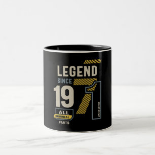 Caneca De Café Em Dois Tons Legenda desde 1971 52 anos