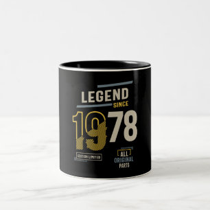 Caneca De Café Em Dois Tons Legenda desde 1978 45 anos