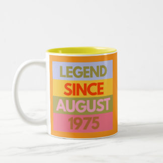 Caneca De Café Em Dois Tons Legenda desde agosto de 1975 50º aniversário 50 an