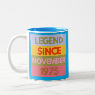 Caneca De Café Em Dois Tons Legenda desde novembro de 1975 50º aniversário 50 
