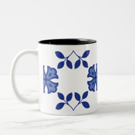 Caneca De Café Em Dois Tons Legenda do Flor Azul