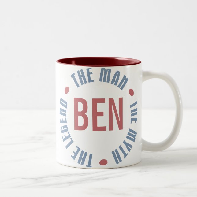 Caneca De Café Em Dois Tons Legenda do mito do homem de Ben customizável (Direita)