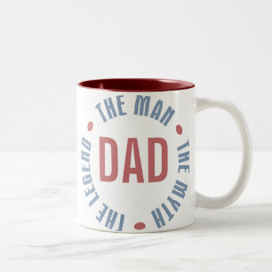 Caneca De Café Em Dois Tons Legenda do mito do homem do pai customizável