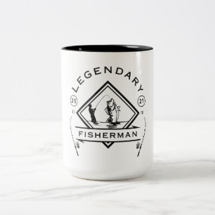 Caneca De Café Em Dois Tons Legendário Pescador Estabelecido Em 2021