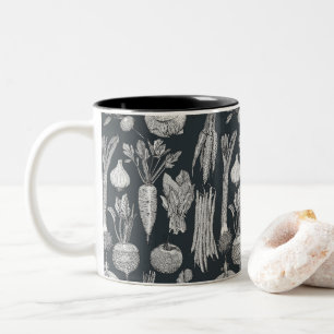 Caneca De Café Em Dois Tons legumes de mercado de agricultores preto gunmetal