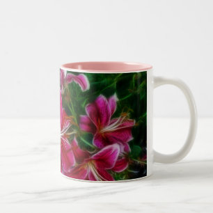 Caneca De Café Em Dois Tons Leilões Rosa Impressionista Pintura Floral