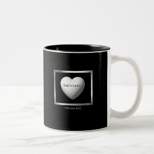 Caneca De Café Em Dois Tons Leis de Yah escritas em nossos corações