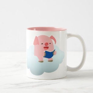 Caneca De Café Em Dois Tons Leitor de Cartoons de Cubo na Cloud Mug