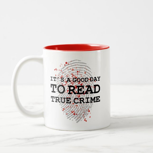Caneca De Café Em Dois Tons Leitor do Livro do Crime Real (Esquerda)