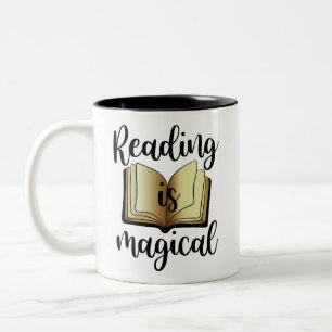 Caneca De Café Em Dois Tons Leitor Mágico Livro Preto Dourado Amante de Livros