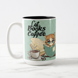 Caneca De Café Em Dois Tons Leitura de Livros Gelados Café Gato