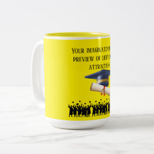 Caneca De Café Em Dois Tons lema de graduação de Einstein amarelo