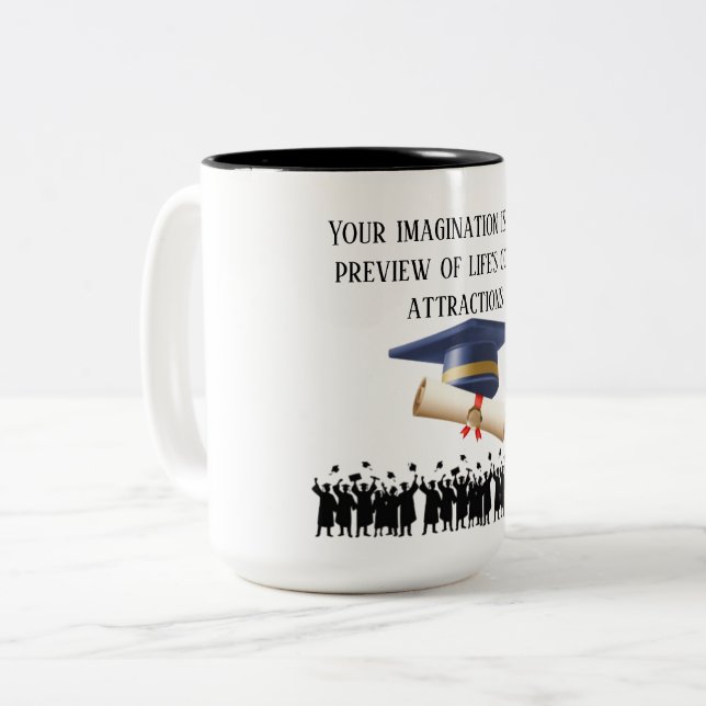 Caneca De Café Em Dois Tons lema de graduação de Einstein branco (Frente Esquerda)