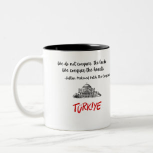 Caneca De Café Em Dois Tons Lembrança da Turquia Sultão Mehmet Fatih Citação