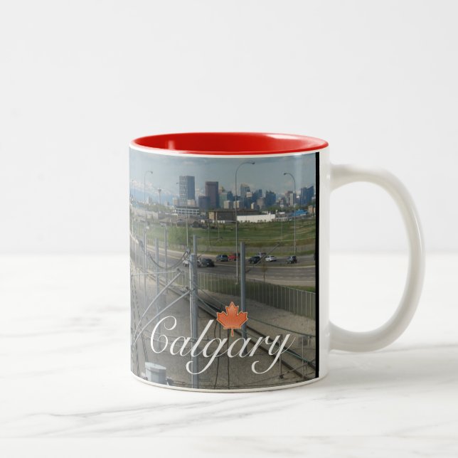 Caneca De Café Em Dois Tons Lembrança de Calgary Canadá (Direita)