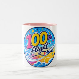 Caneca De Café Em Dois Tons lembrança de viagem de avião colorido de 100º voo