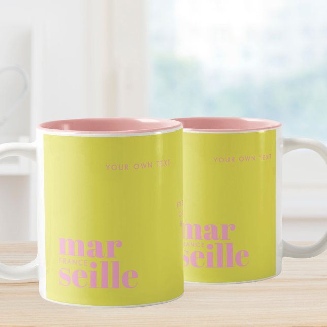 Caneca De Café Em Dois Tons Lembrança moderna de Marselha França  (Criador carregado)