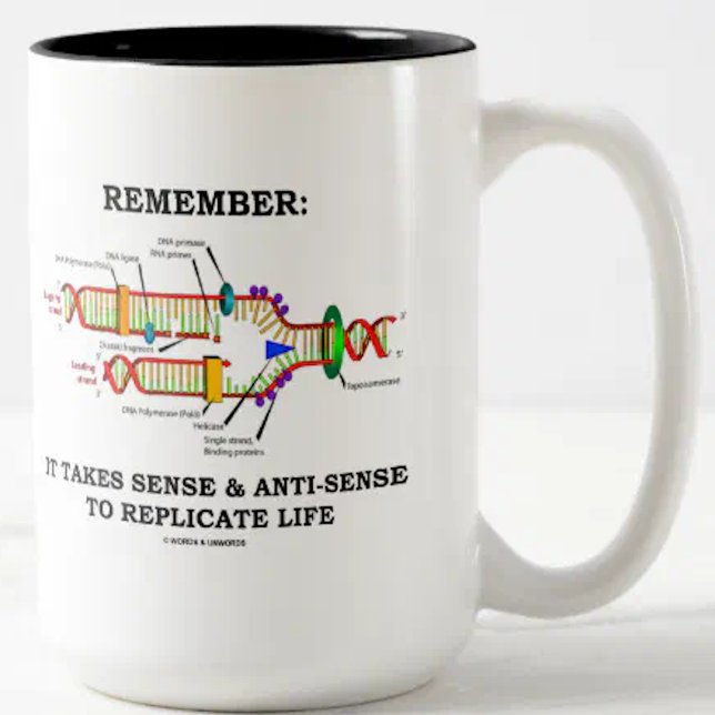 Caneca De Café Em Dois Tons Lembre-se: É Necessário Sentido Anti-Sentido Repli (Mug for anyone who understands sense and anti-sense from a DNA replication perspective)