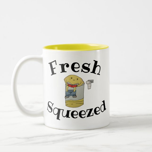 Caneca De Café Em Dois Tons Lêmon Limonada Cartoon de Fruta fresco espremido (Esquerda)