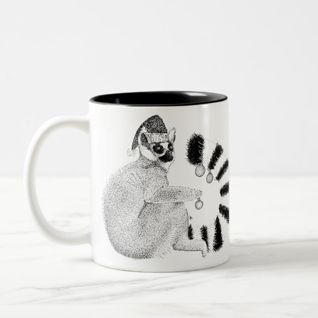 Caneca De Café Em Dois Tons Lemur de Natal (Esquerda)