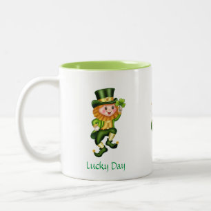 Caneca De Café Em Dois Tons Lendário Fada, Caligrafia & Pote de Ouro