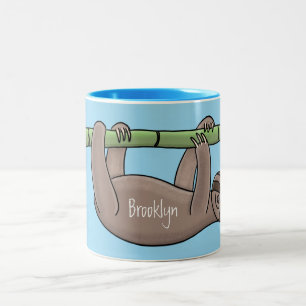 Caneca De Café Em Dois Tons Lenta sorridente e bonita na ilustração do desenho
