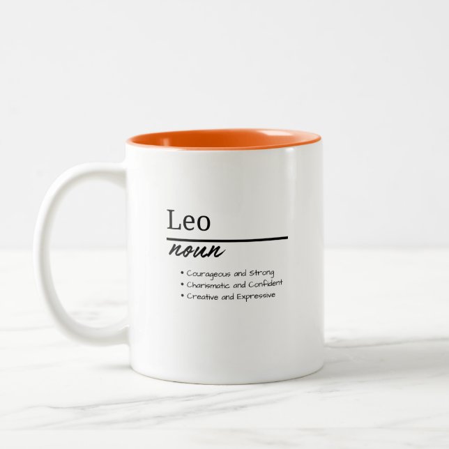Caneca De Café Em Dois Tons Leo, Menino Definição de Nome Personalizado (Esquerda)