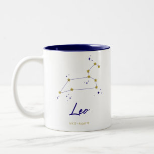 Caneca De Café Em Dois Tons Leo Zodiac - Símbolo Constelação Stars Galáxia Cós