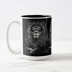 Caneca De Café Em Dois Tons Leões de Cinzas Majestosas