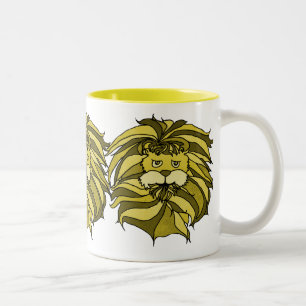 Caneca De Café Em Dois Tons Leões no amarelo