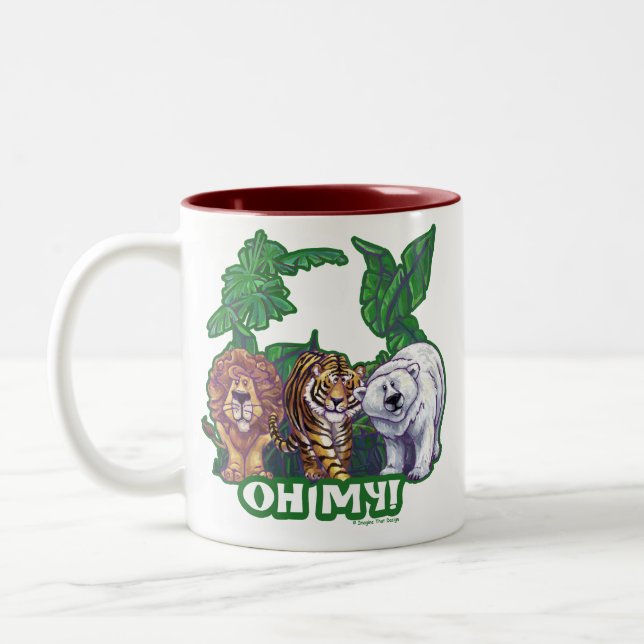 Caneca De Café Em Dois Tons Leões Tigre Ursos Oh Meu (Esquerda)