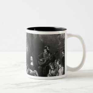 Caneca De Café Em Dois Tons Leonardo da Vinci que pinta o Gioconda