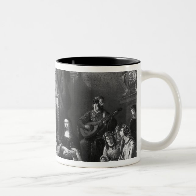 Caneca De Café Em Dois Tons Leonardo da Vinci que pinta o Gioconda (Direita)