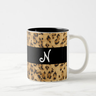 Caneca De Café Em Dois Tons Leopard Impressão N monogramas Alfaces de café