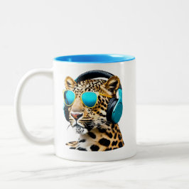 Caneca De Café Em Dois Tons Leopard Jammin"