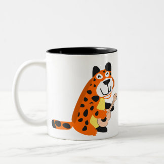 Caneca De Café Em Dois Tons Leopard Palying Guitar