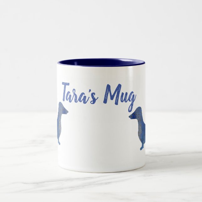 Caneca De Café Em Dois Tons Leopardo dachshund (Centro)