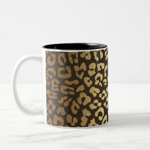 Caneca De Café Em Dois Tons Leopardo Guepardo Impressão de Pele de Animal Glam