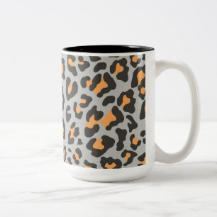 Caneca De Café Em Dois Tons Leopardo Imprime Preto, Cinza, Laranja