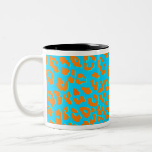 Caneca De Café Em Dois Tons Leopardo Imprimir Laranja Azul