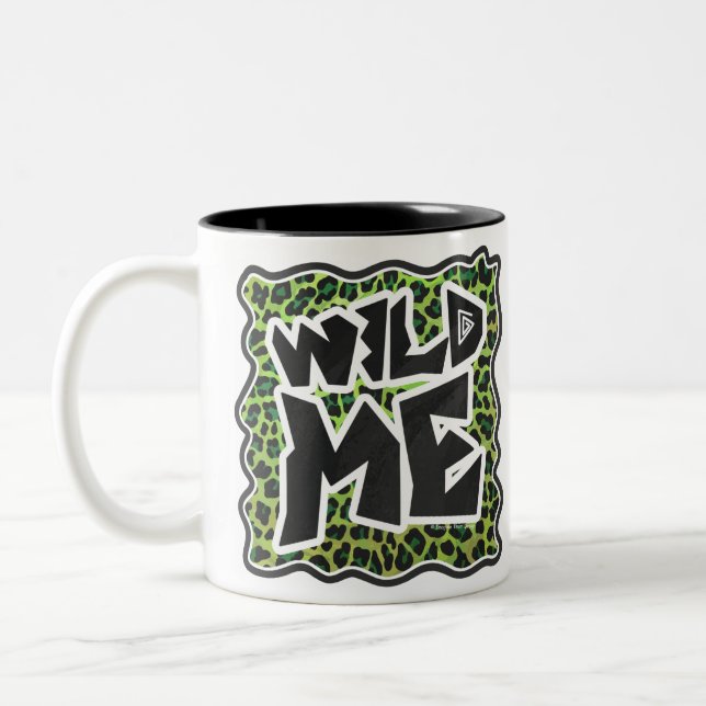 Caneca De Café Em Dois Tons Leopardo Negro e Impressão Verde (Esquerda)